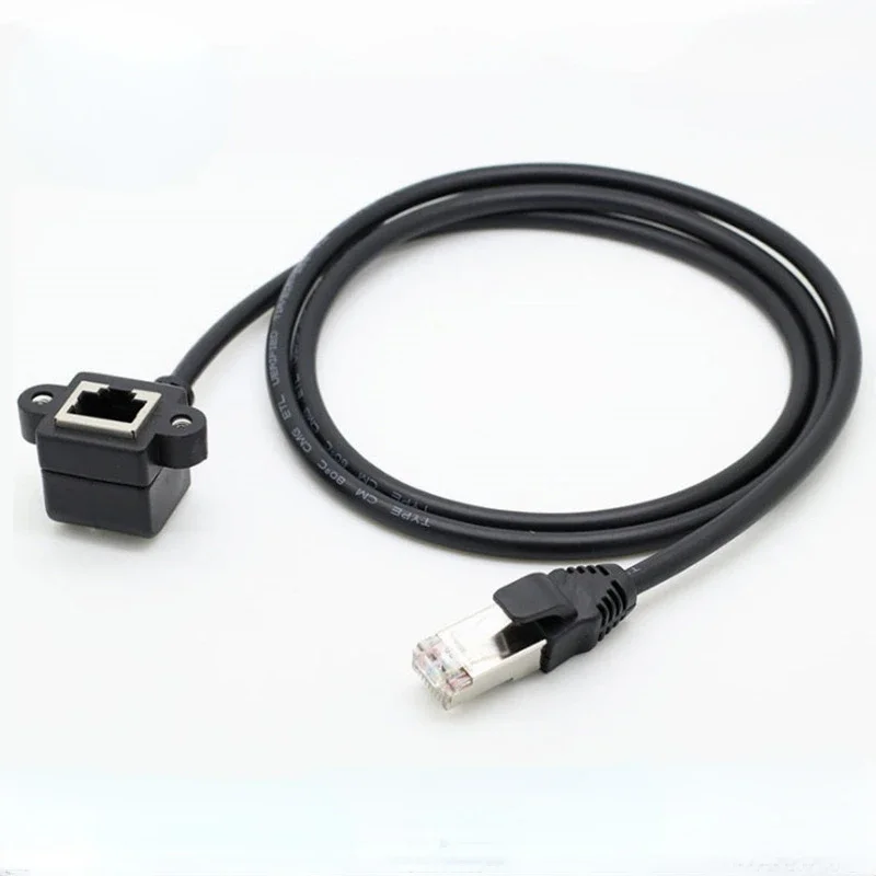 RJ45 Cable Male to Female Screw Panel Mount Ethernet LAN Network shield 90 Degree Right Angle Extension Cable 0.3m 0.6m 1m 1.5m
