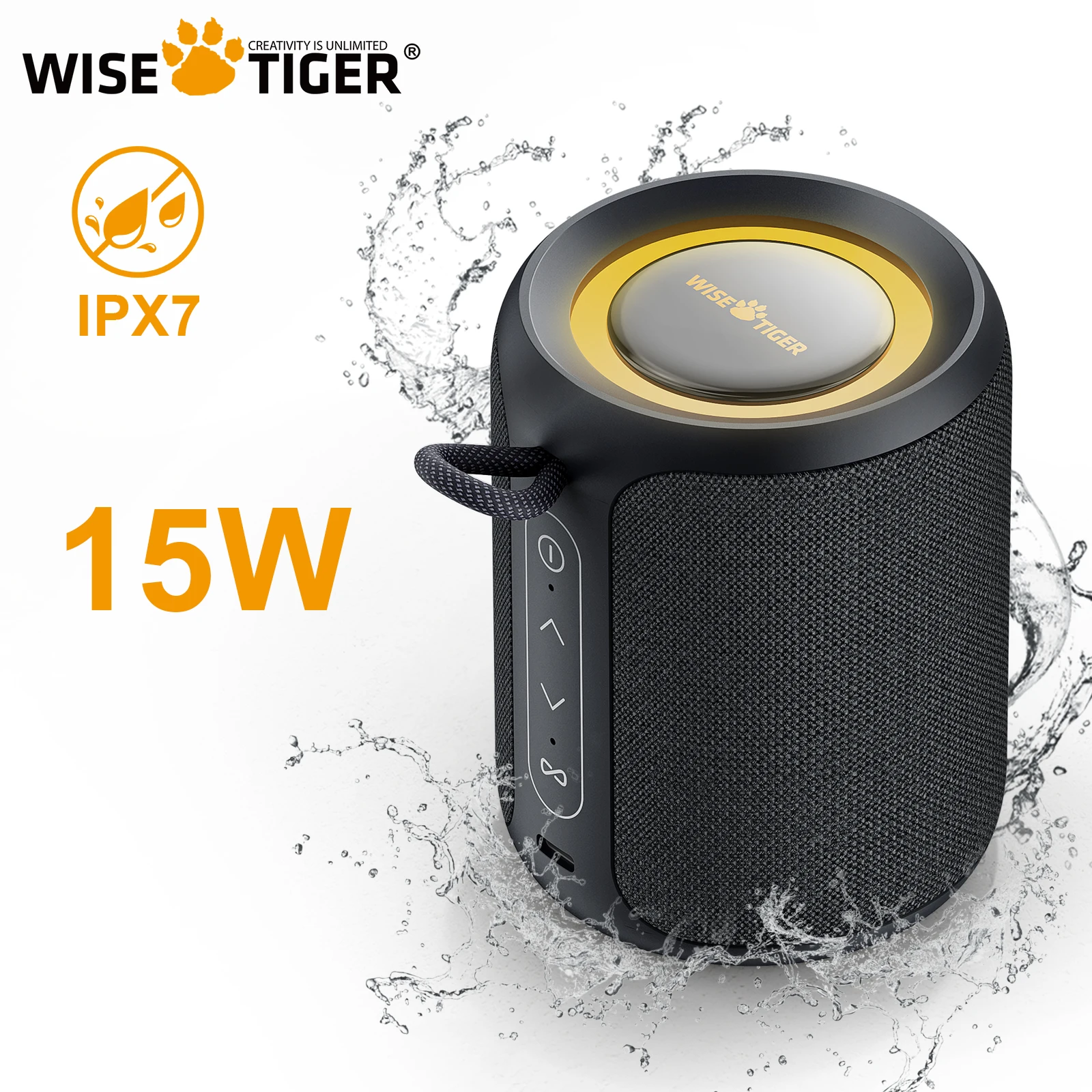 

WISETIGER P1S Mini Portable Bluetooth Speaker IPX7 Waterproof Sound Box Bass Boost TWS Dual Pairing BT5.3 15W Outdoor RGB Light