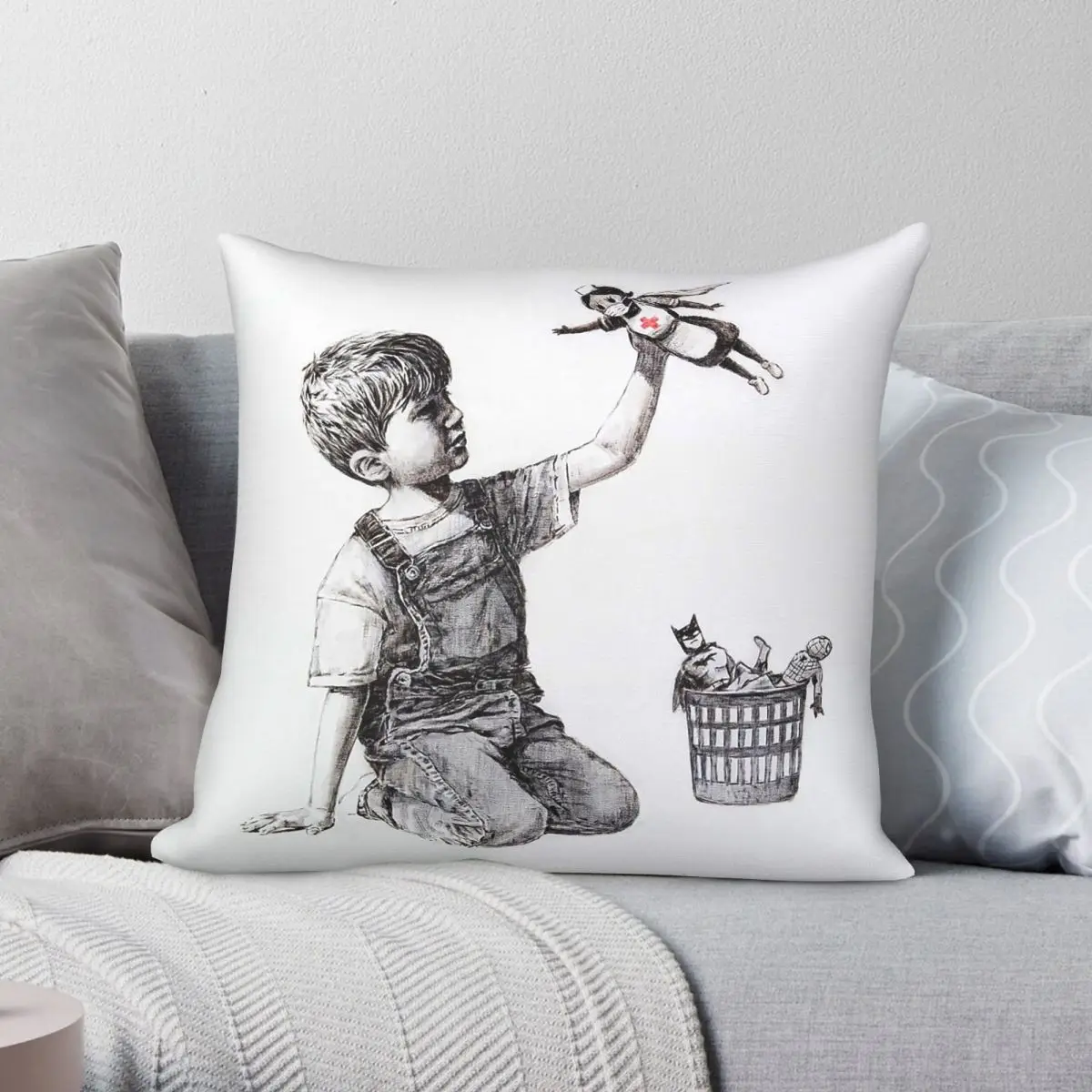 Banksy Game Changer Nurse Pillowcase Polyester Linen Velvet Pattern Zip Decor Throw Pillow Case Sofa Cushion Cover 45x45