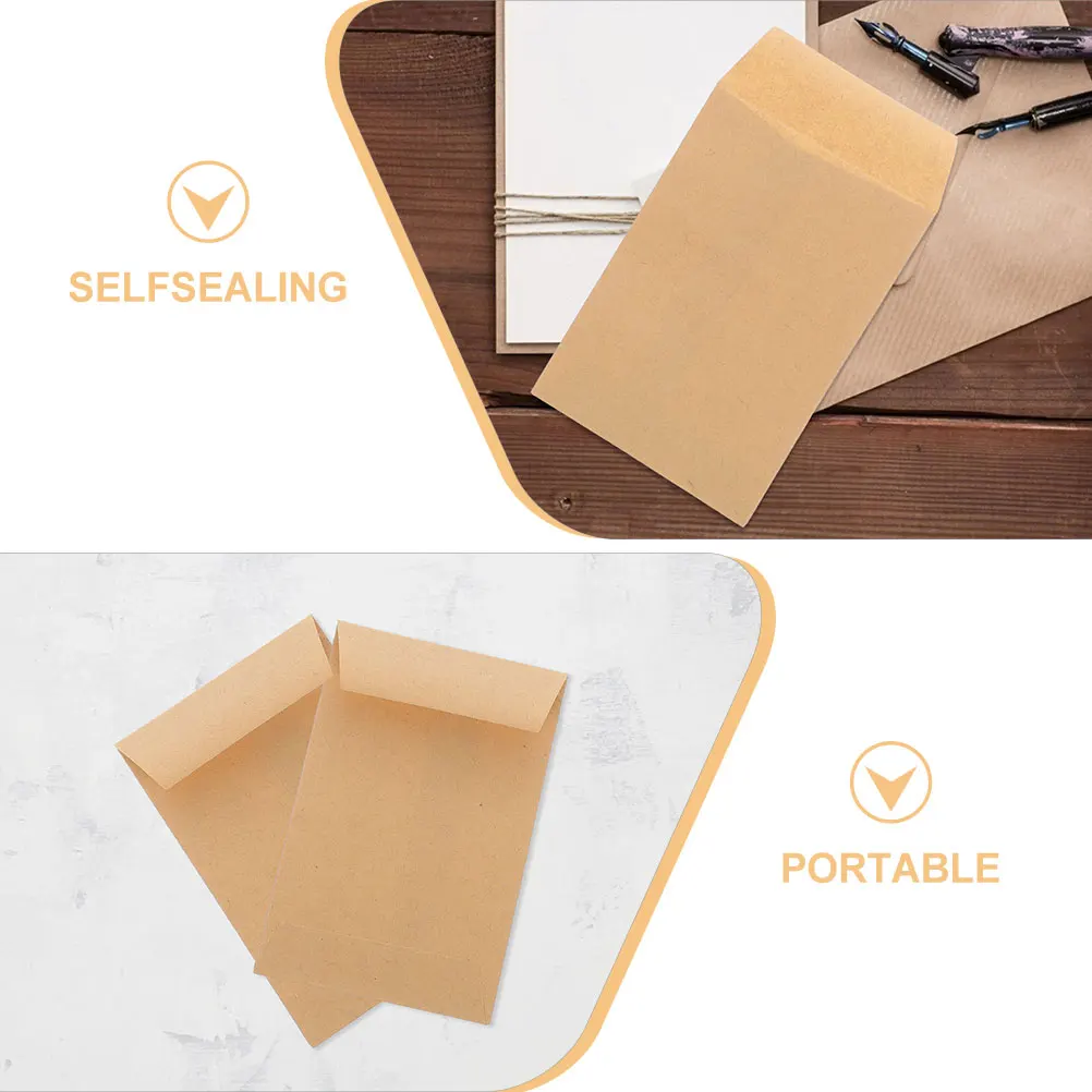 50pcs Paper Seed Envelopes Brown Mini Storage Bags Self Seal Packing Envelopes Coin Item Holders