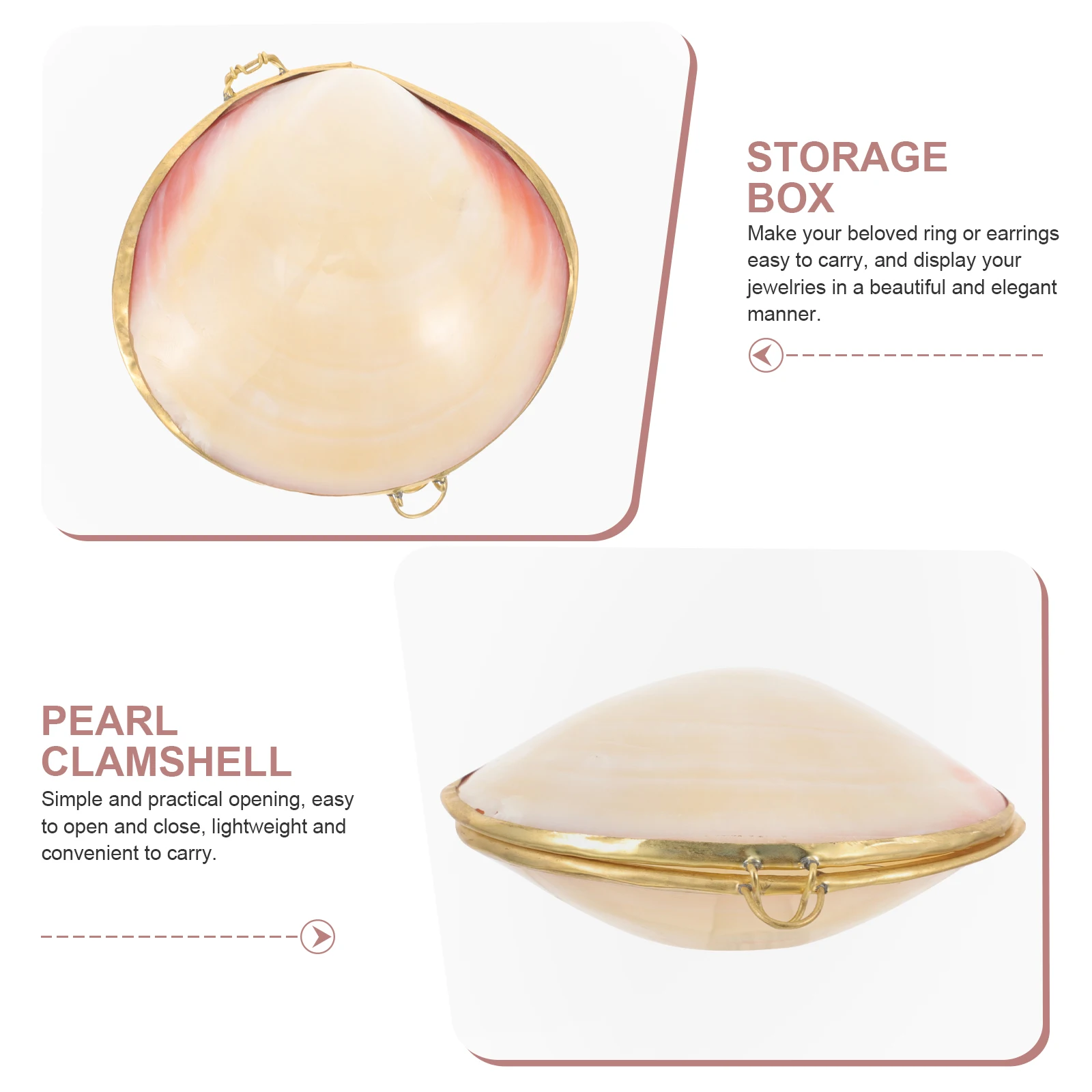 

Pearl Clam Storage Box Seashell Holder Jewelry Boxes Jewelrybox Ring Case Accessories