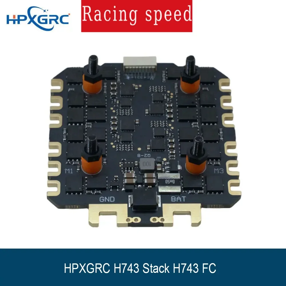 

HPXGRC H743 Stack H743 Flight Controller Dual ICM42688P with 100A/120A ESC 3-12S LIPO 30.5x30.5mm for RC FPV Racing Drone