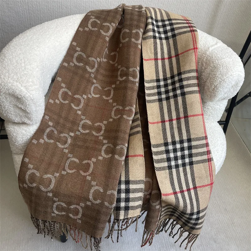 

Stylish Thickened Cashmere Scarf - Women's Fall Winter New Euro-American Style Warm 2-in-1 Office Neckwarmer Shawl