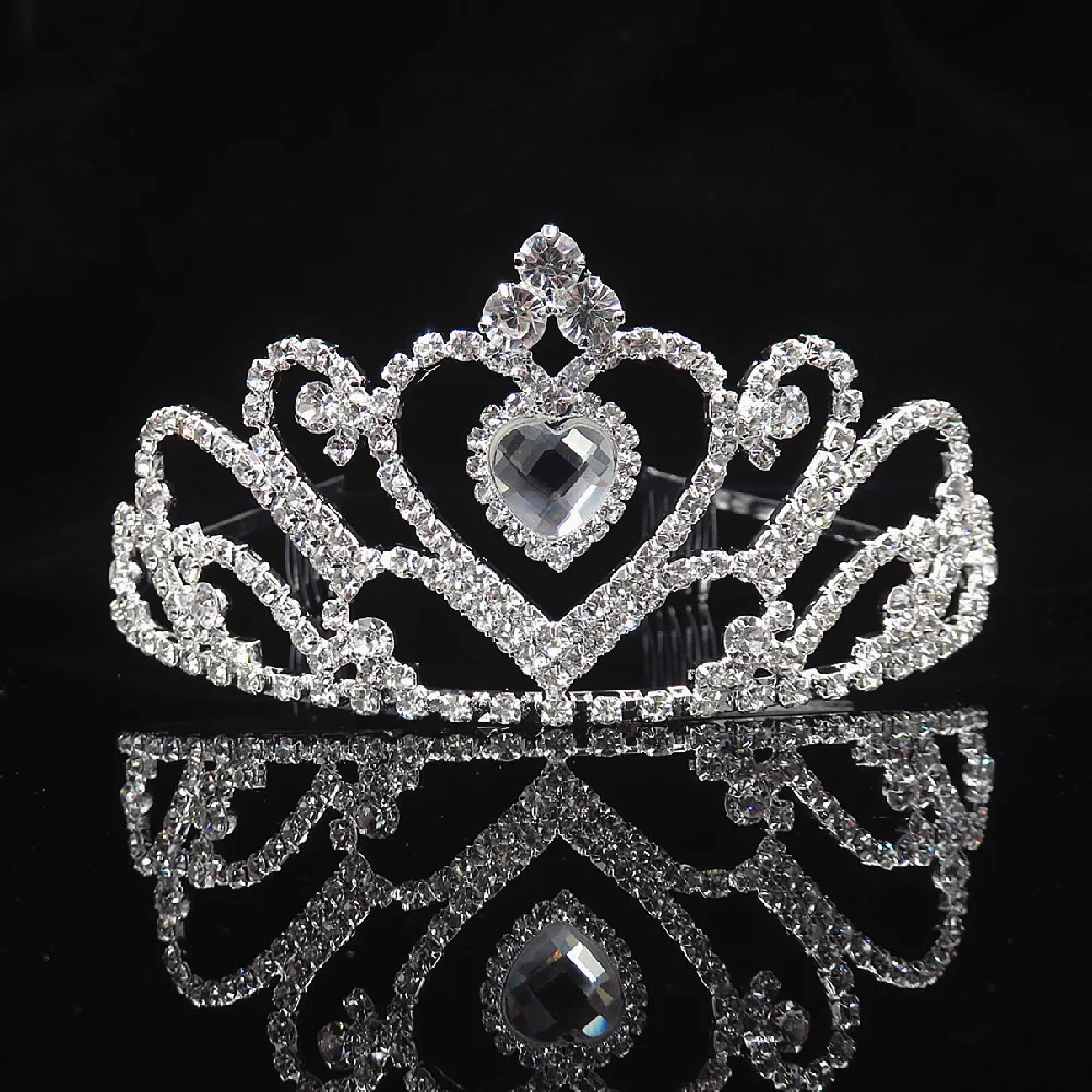 

Manufacturer's Hot Selling Heart shaped Peach Heart Water Diamond Bridal Crown Adult Children's Crown Crystal Glass Performance