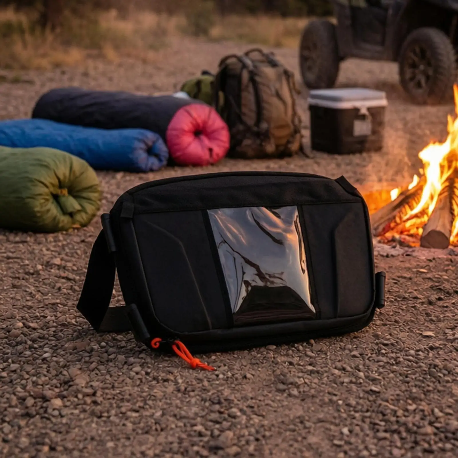 Overhead UTV Storage Pouch for Can Am X3 Max Roof Bag with Mesh Pockets Clear Panel and Sag Resistant Design