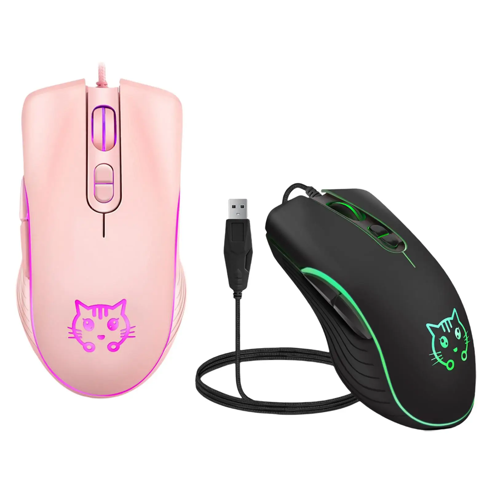 Cute Wired USB Gaming Mouse Breathing Lights 6 Button RGB Anti-Slip Ergonomic