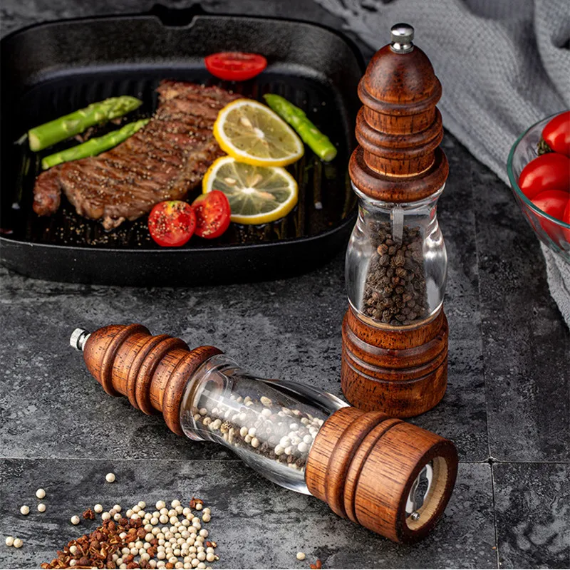 New Pepper Grinder 22CM Household Manual Grinding Salt Pepper Grinder Kitchen Solid Wood Pepper Grinder Tool