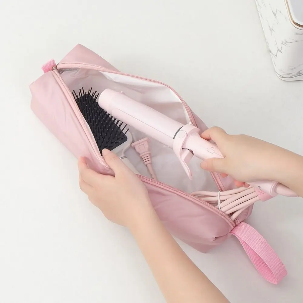 

Solid Color Hair Dryer Storage Bag Large Capacity Waterproof Curling Iron Carrying Case with Handle Zipper Dust-proof