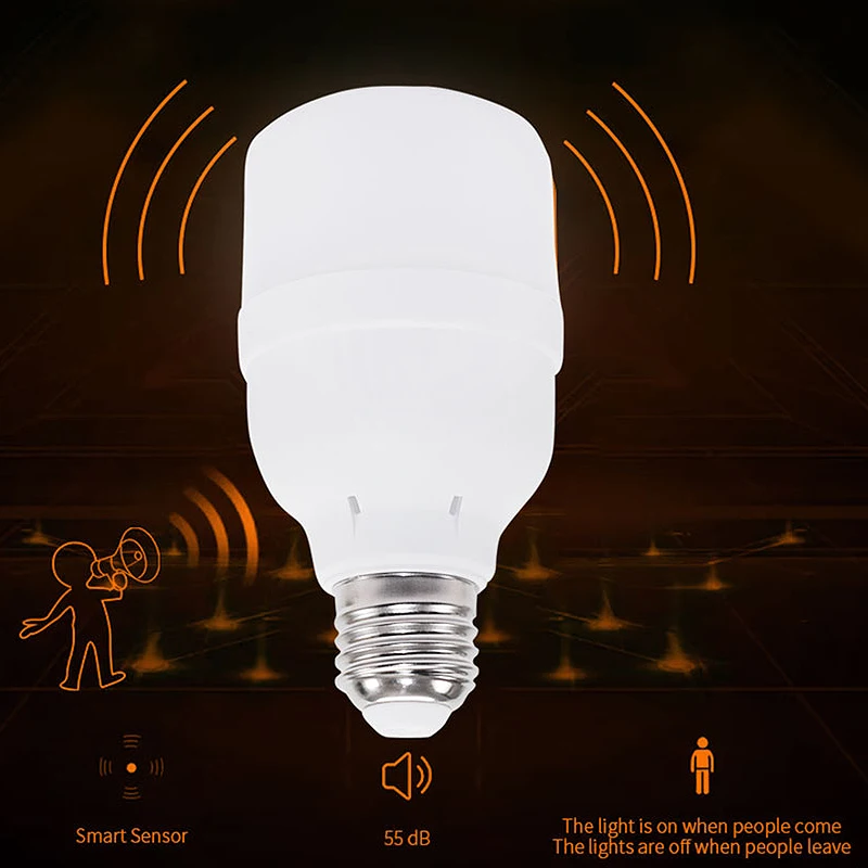 E27 220V Sound and Light Sensor Bulb PIR Sensor Light for Warehouses Hallways Bathrooms Balconies European Specification Bulb