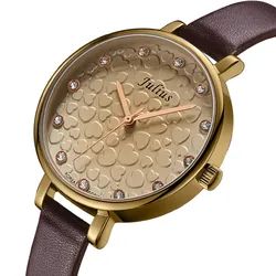 Sale Julius Women's Watch Japan Quartz Lady Retro Hours Fashion Hearts Bracelet Real Leather Girl's Birthday Gift No Box