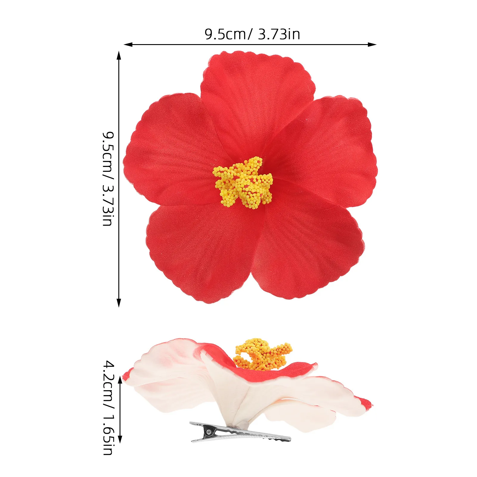 10Pcs Hibiscus Flower Hair Clips Hawaiian Style Artificial Red Tropical Beach Wedding Luau Hair Accessories for Women