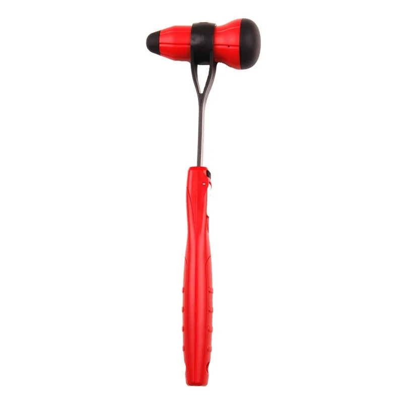 Knocking and massaging with a hammer to massage the silicone double-headed back massager. Acupressure on meridians and fascia.