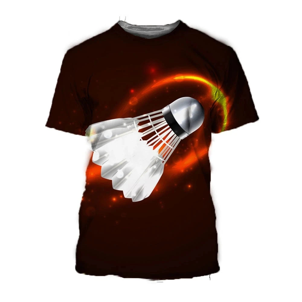 Latest Popular Sports Badminton Series Image Printed T-shirt for Men Cool Fun Creative Round Neck Fashion Plus Size Top