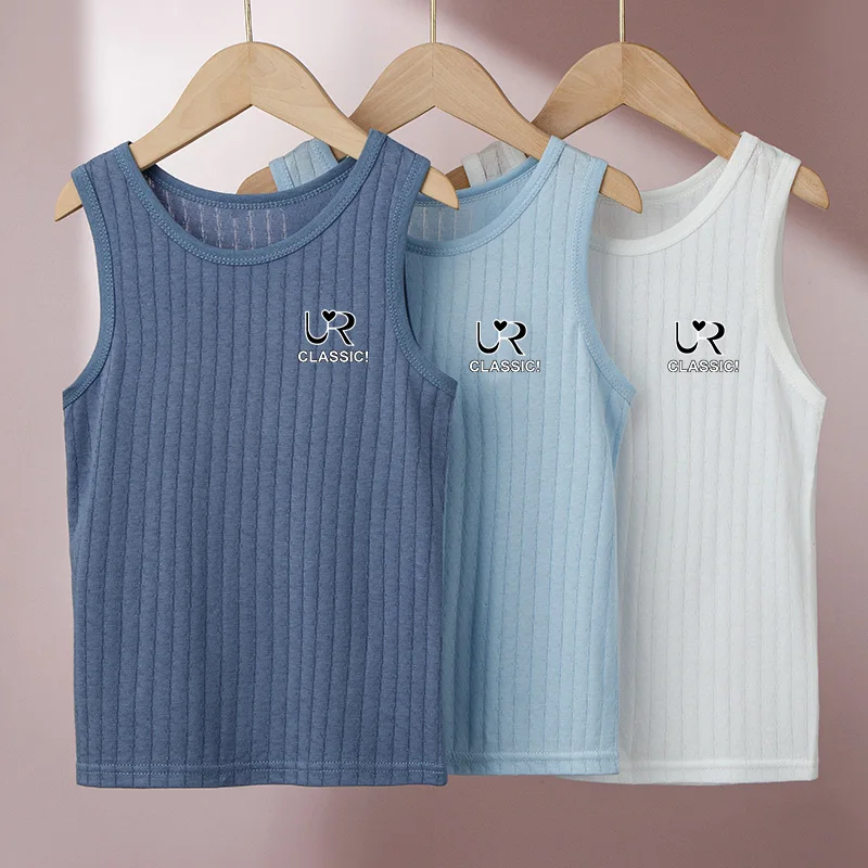 Kids Summer Tee Vest for Boys Children Summer Vest Tops for Girls Candy Tank Top Children Clothes Cotton Tees Sleeveless T-shirt