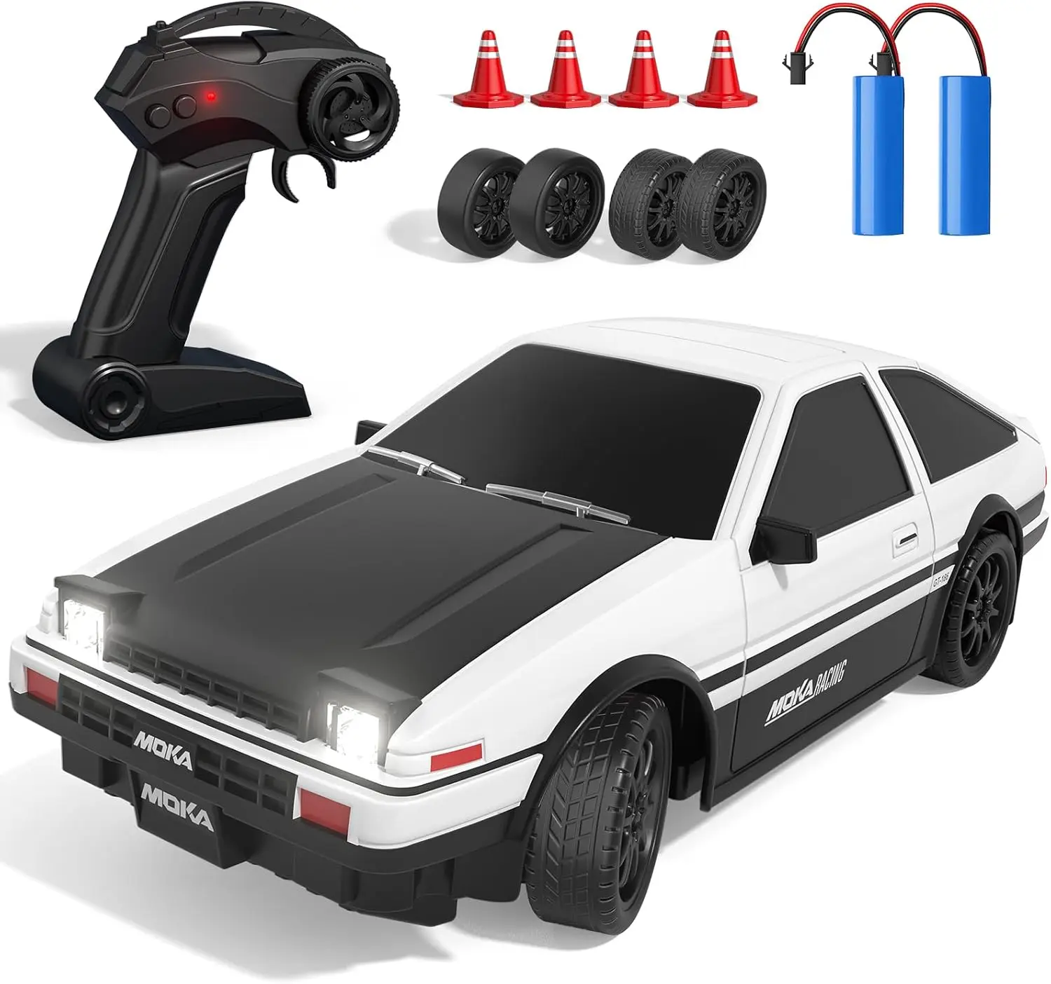 

RC Drift Car, 1:24 Remote Control Car for Kids with LED Lights, Extra Drifting Tires, 25KM/H 4WD High