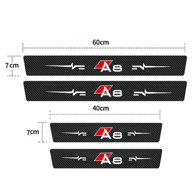 Carbon Fiber Protection Stickers for Audi A8 Car Door Threshold Protect Tape Sill Scuff Scratch Bumper Decals Auto Accessories