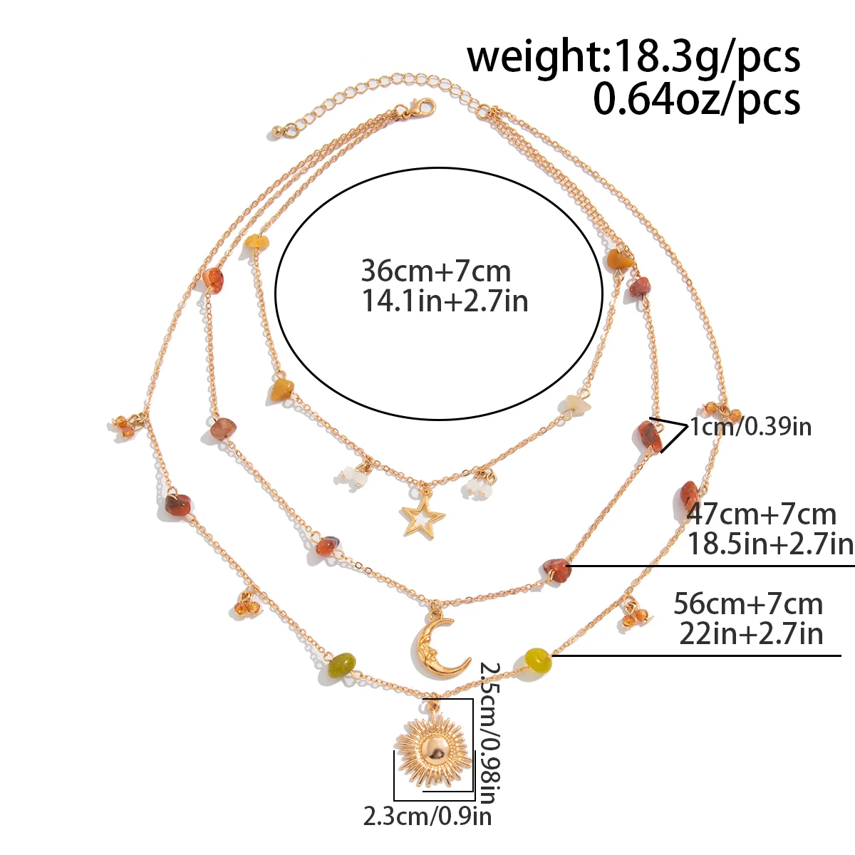 SHIXIN Vintage Multilayer Crystal Crushed Stone Choker Necklace Women Trendy Star Moon Sun Pendant Necklace Summer Neck Jewelry - Image 4