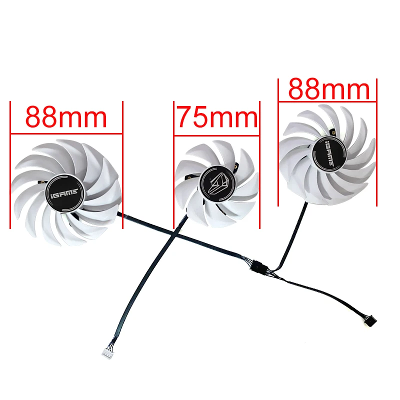 NEW 3PCS 88MM 75MM 4PIN DC 12V Cooling Fan iGame RTX 3060 GPU FANS For Colorful iGame GeForce RTX 3080 3070 3060 Ti White Fan