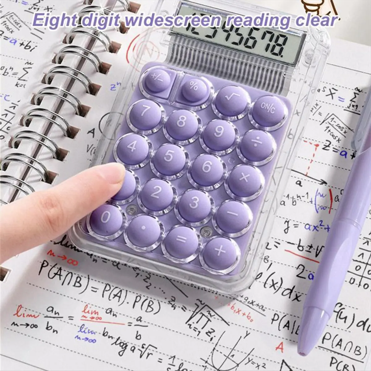 A20I 8 Digits Display Silence Widescreen Mini Calculator Students Portable Transparent Electronic Calculator Daily Use