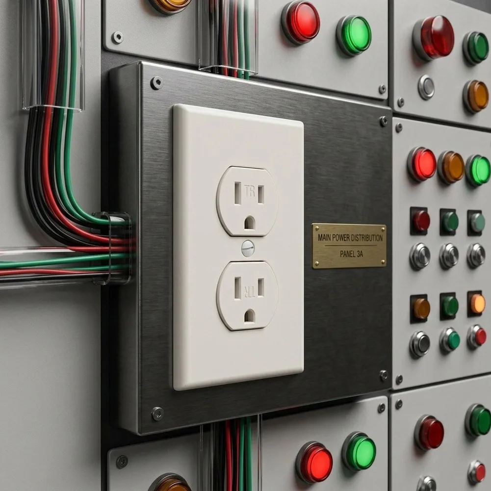 15A 125V Dual Receptacle Socket Built to US Wiring Standards and Supporting Panel Mount Installation in Dry Locations