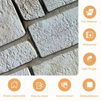 Voděodolný, sada 10 kusů, 3D PVC samolepicí nástěnný panel s imitací kamene, snadná instalace, do obytného vozu, ložnice, obývacího pokoje 8 nejlepší prodej Měkký nástěnný panel - №3
