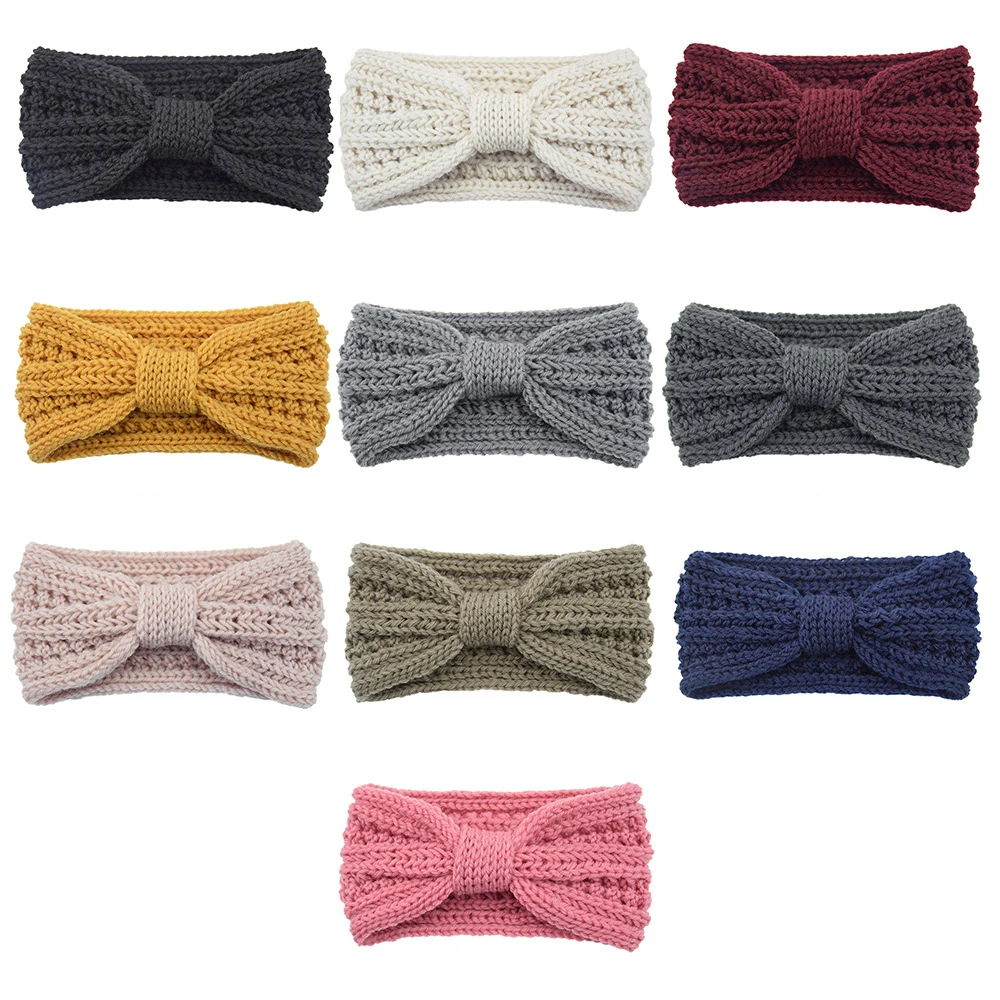 New Wheat Ear Bowknot Knitted Headbands for Woman Solid Hairband Elastic Sports Yoga Headwear Girls Hair Band Hair Accessories