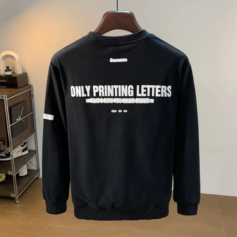 

2026 осенняя новая мужская толстовка с капюшоном, модный пуловер с круглым вырезом и длинными рукавами, мужская одежда, модный топ с принтом