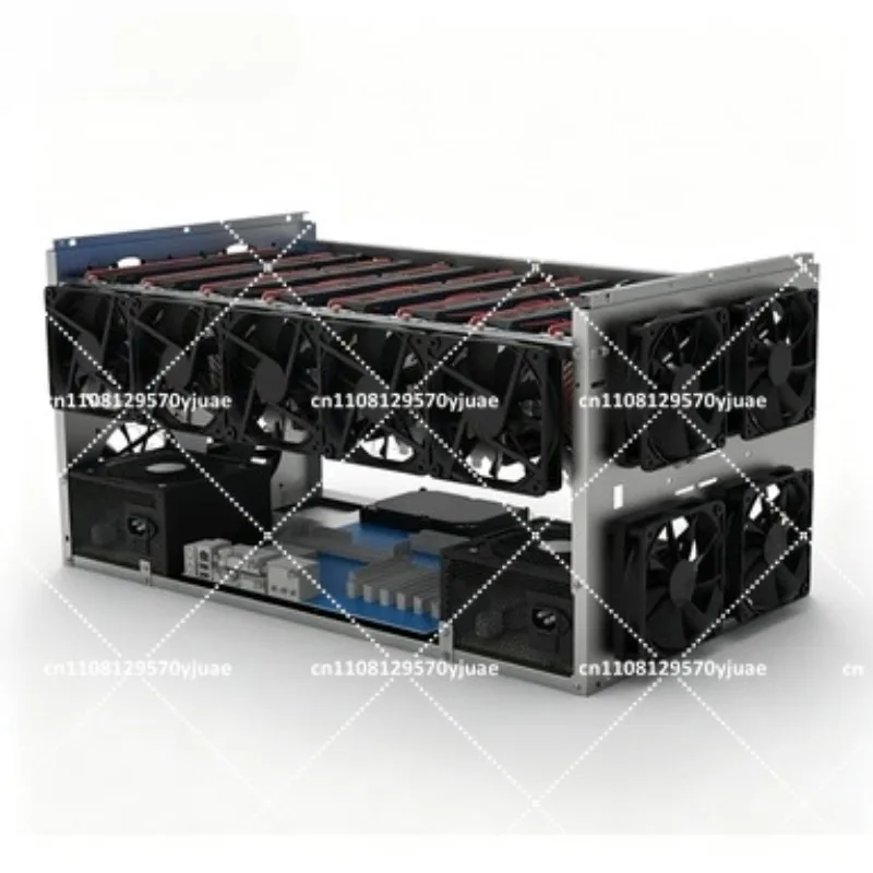Stackable 6-10 Card Fixed Rack, Dual Power Supply, Open AI Supercomputing Multi-GPU Mining Frame
