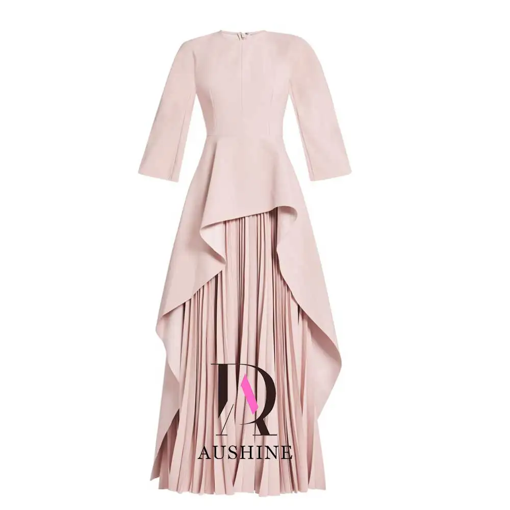 Aushine Customized Birthday Evening Dress Floor Length Short Sleeves Summer Elegant Wedding Party Gowns For Women Arab 2024Fu