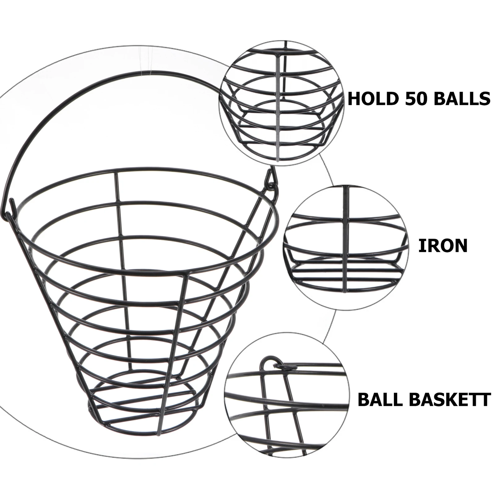 

Golf Pick up Basket Ball Holder Storage Range Basketball Balls Iron Large Container Pickup Buckets