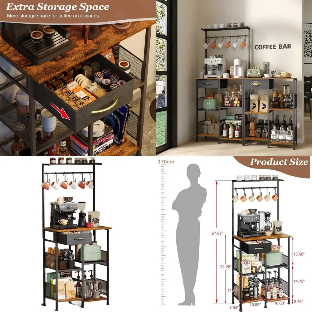 

Compact Corner Bar Cabinet with Storage, Worktop Coffee Table, and Entryway Home Bar Rack