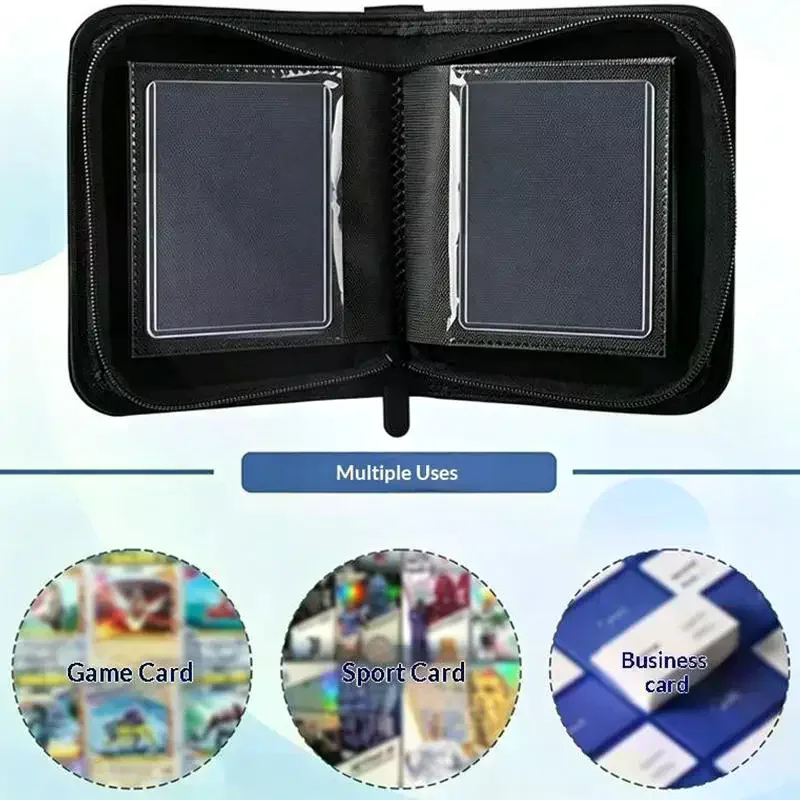PU Leather Side Load Zipper Card Binder 40 Slots Album For 3x4 TCG Game Sport Cards Storage Bag Waterproof
