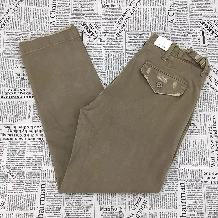 High Quality Heavyweight 100% Cotton Straight Workwear Casual Pants for Men Loose Fit Thick American Retro Distressed Washed