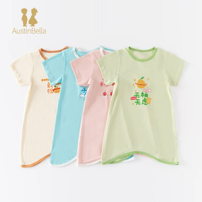 

Baby Nightgown Summer Short Sleeve Thin Modal Baby Pajamas Loungewear Children's One-piece Pajamas Air Conditioned Clothes