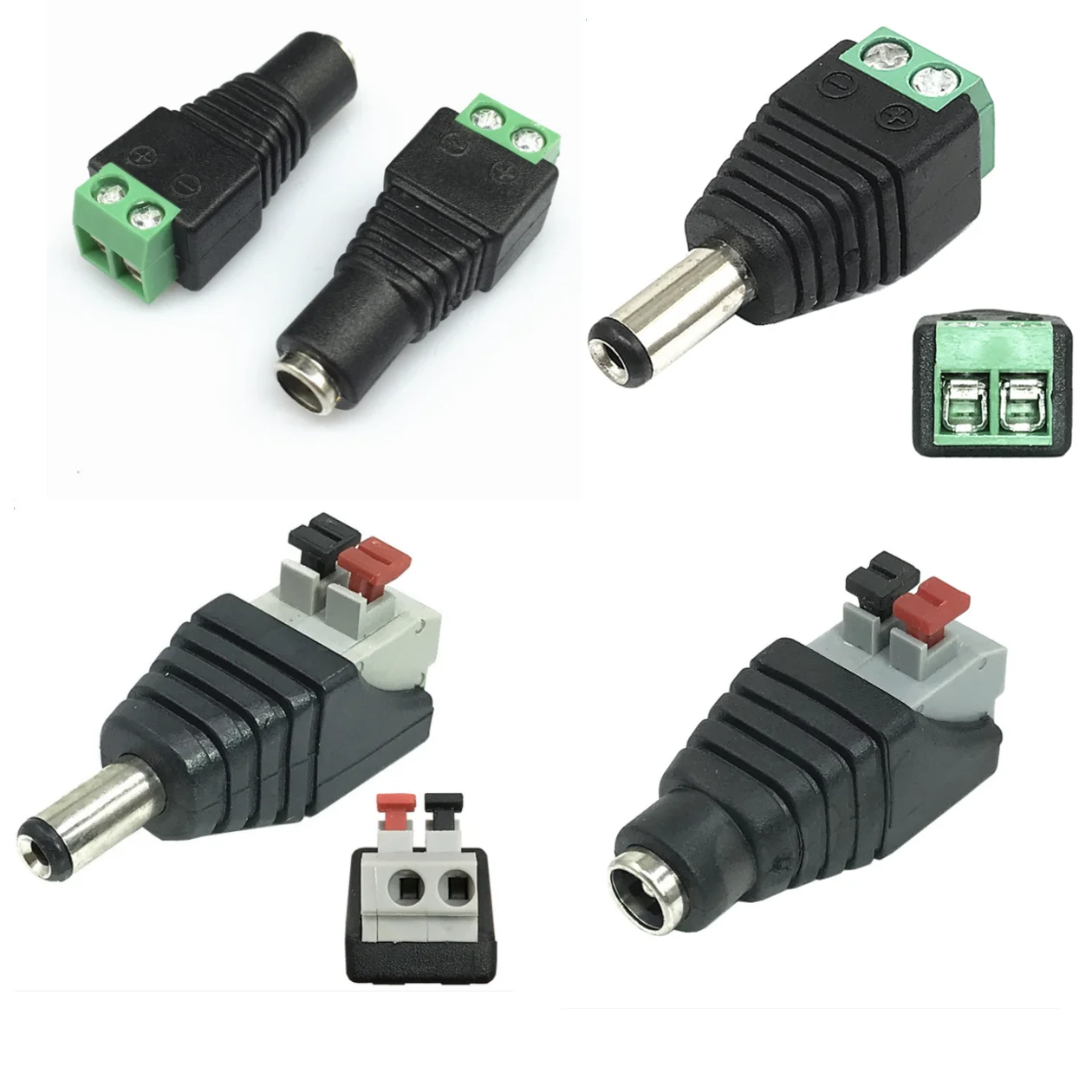 

100pcs a lot, LED DC Connector, 5.5x2.1mm Male/Female, Screw and Screwless.