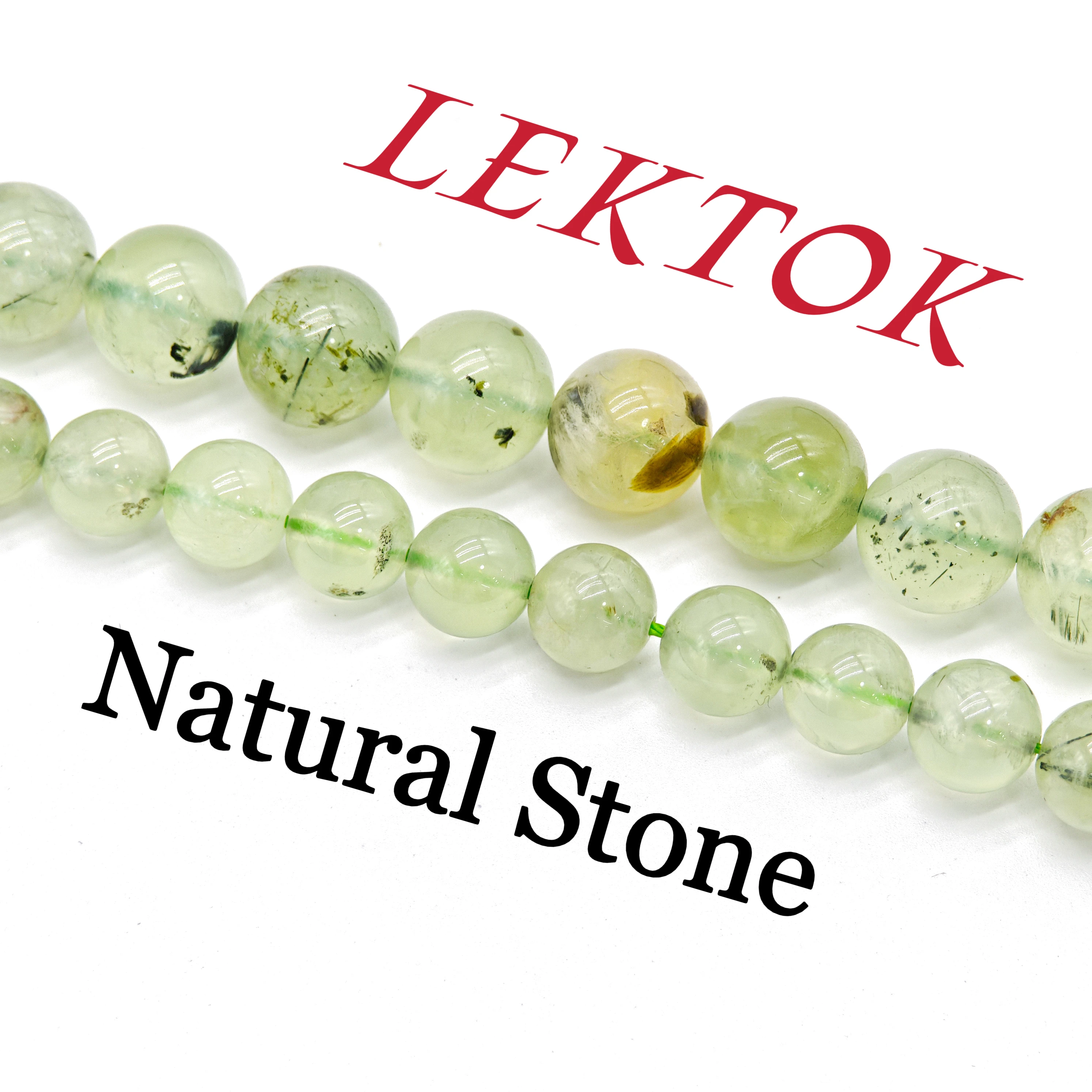 High-Quality 100% Natural Prehnite 8/10/mm Round Beads, for DIY Bracelets or Necklaces Jewelry, 15 Inches