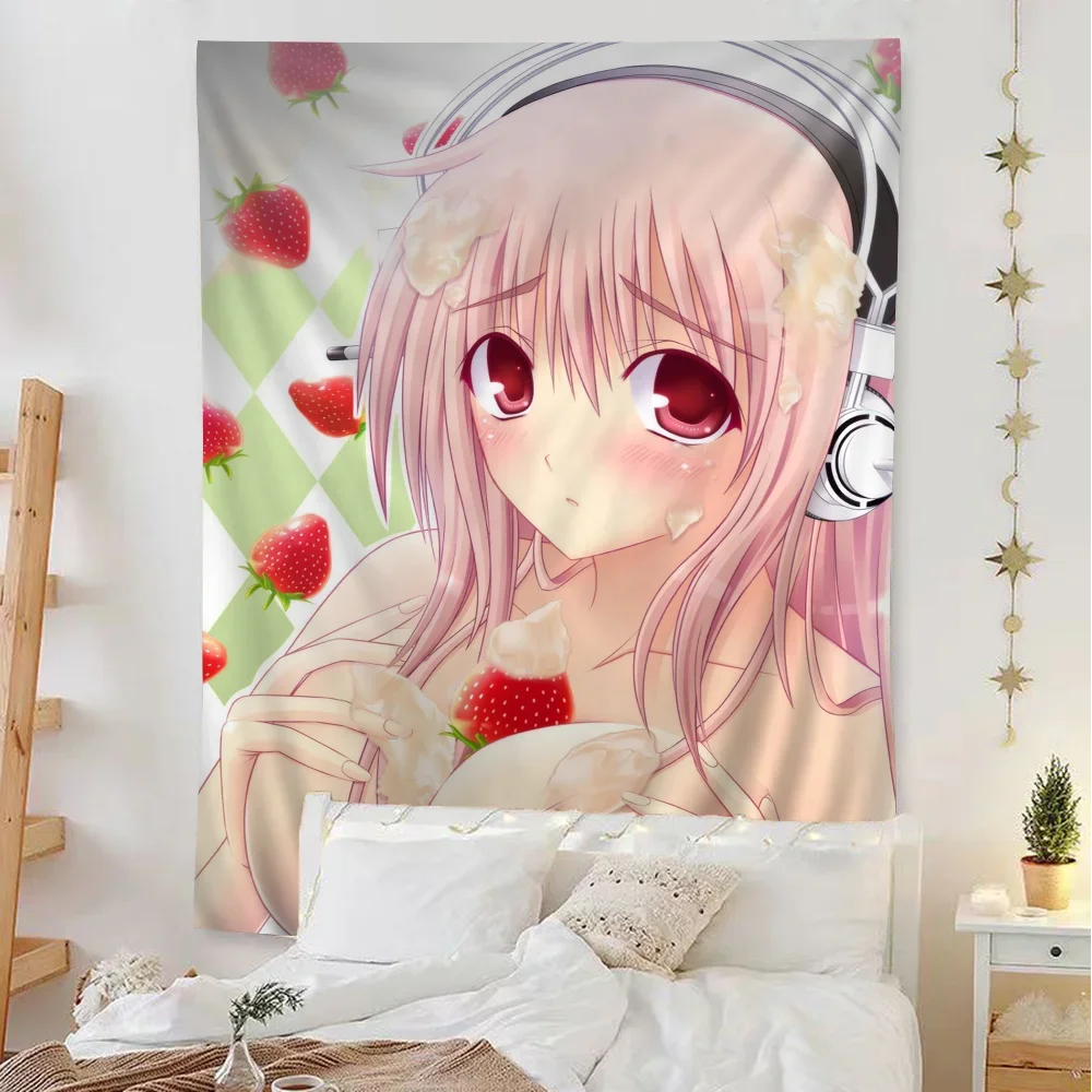 Super Sonico Game Sexy Tapestry Art Printing Art Science Fiction Room Home Decor Home Decor