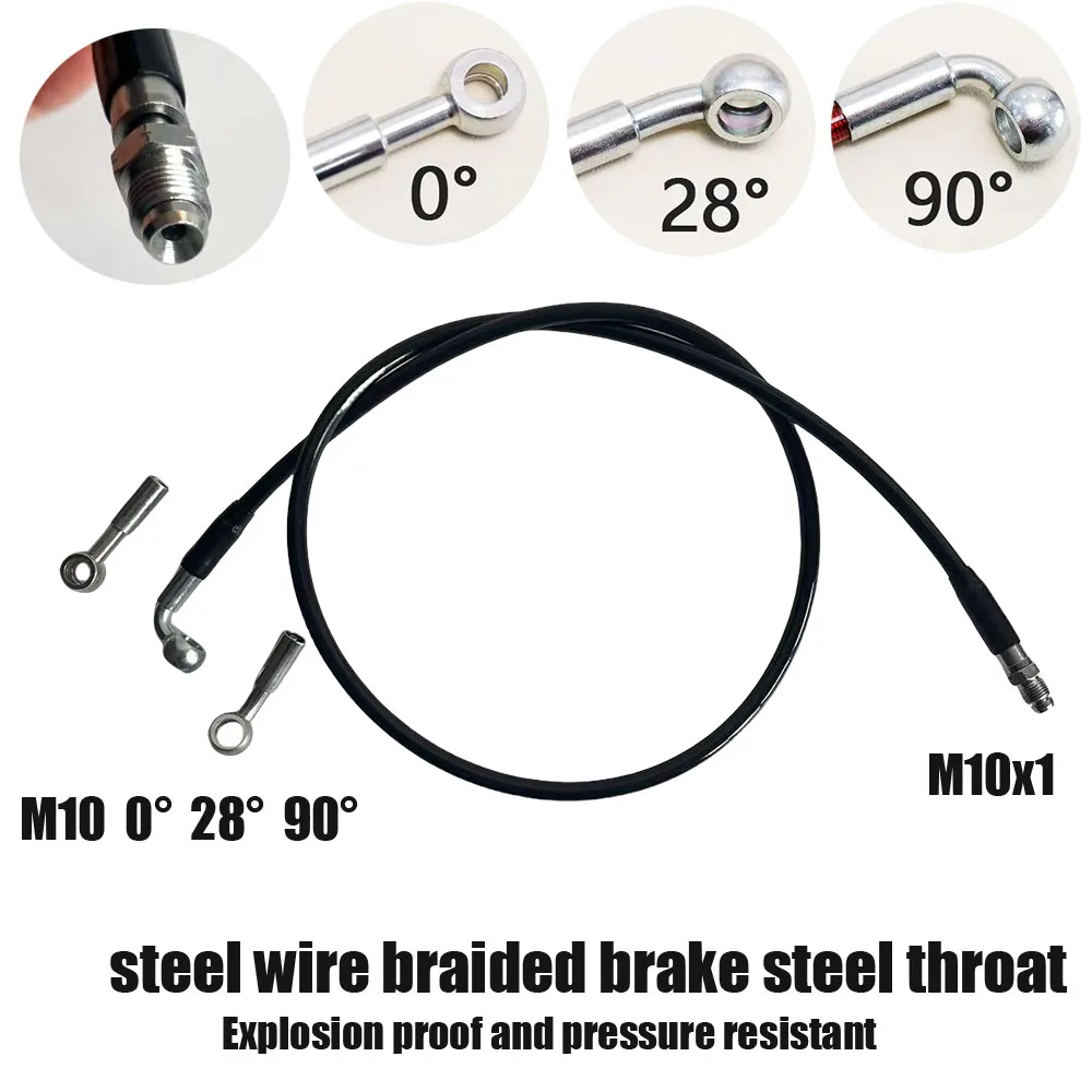 

Black AN3 Brake Steel Throat M10x1Male M10 0° 28° 90° Braided Steel Hydraulic Brake pipe Automobile Line Clutch Oil Hose Tube