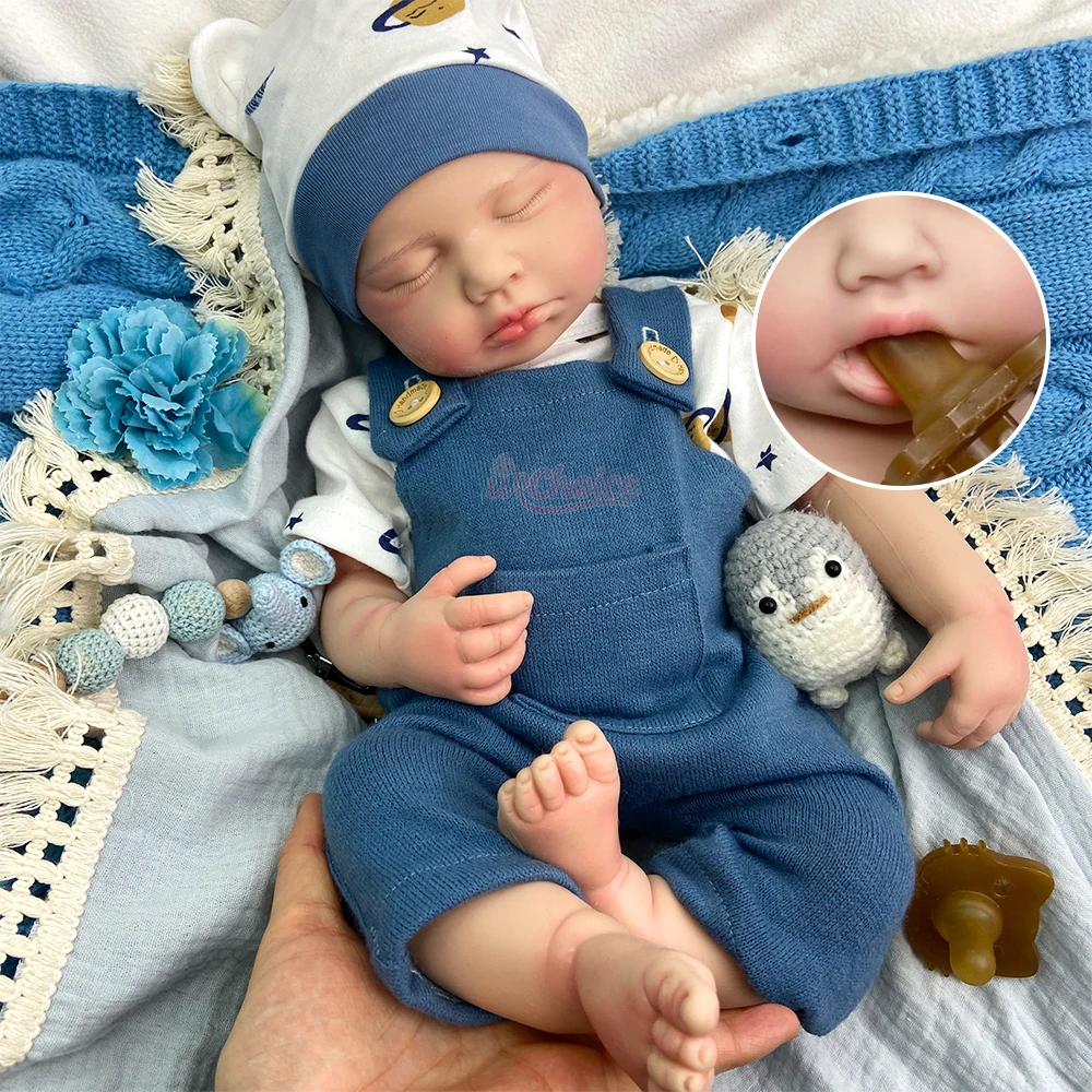 20 Zoll Vollsilikon Reborn Baby Puppe (Mädchen/Junge) Loulou – Lebensechte, gewichtete schlafende Neugeborenenpuppe als Geschenk für werdende Eltern
