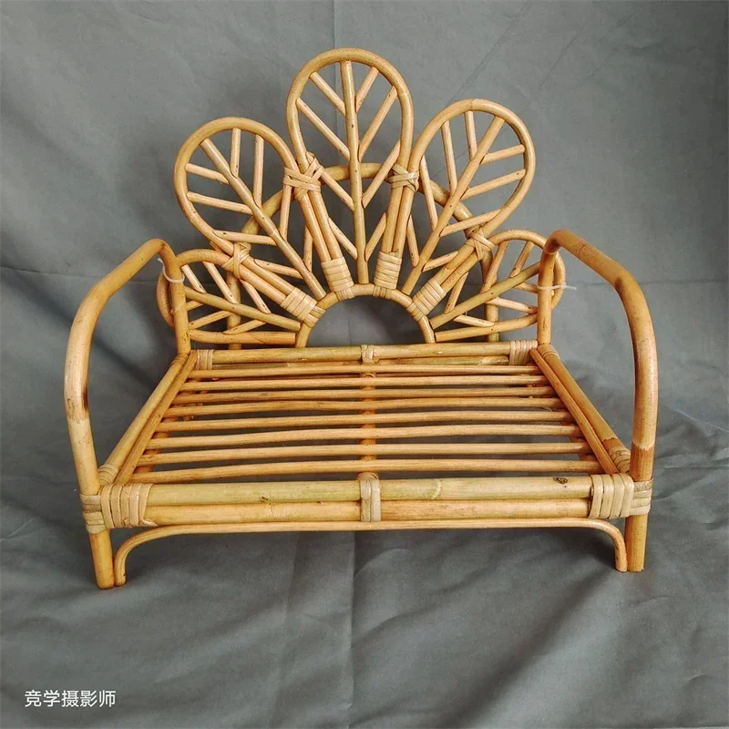 Vietnam-Sourced Rattan Bench-Newborn Photography Props Practical Posing Furniture for Studio Photo Shoots and Baby Growth Record view 3