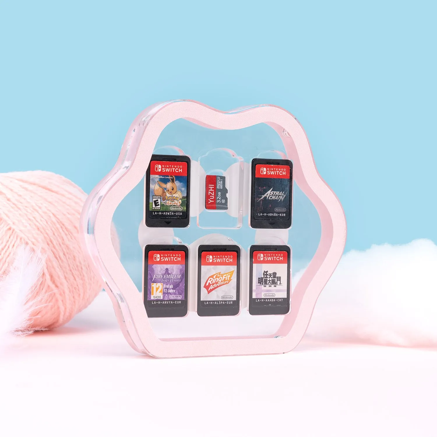 Switch Card Box Transparent Acrylic Cat Claw Magnetic NS Game Card Cassette Storage Box Large Capacity Peripheral Accessories