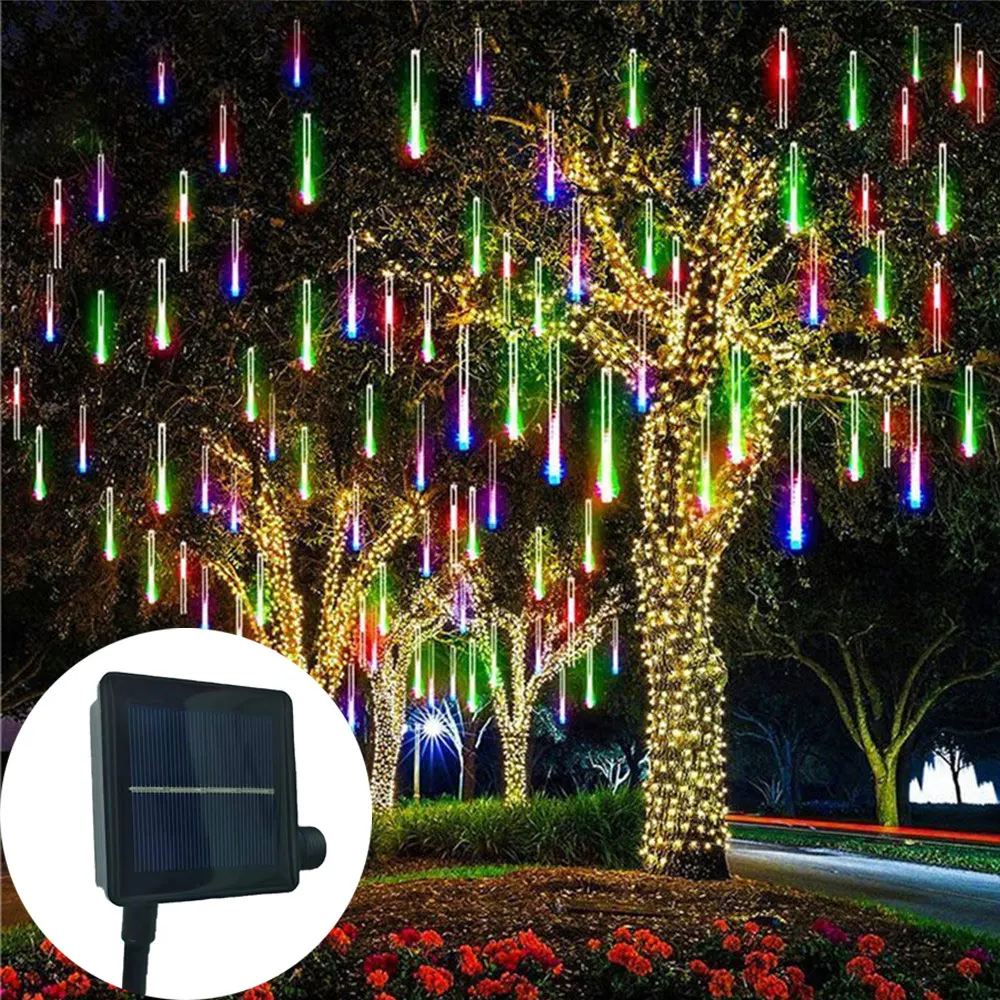 

Fairy Holiday Light Christmas Decoration Solar Meteor Shower Light 30/50CM 8 Tubes LED String Light Garlands for Wedding Garden