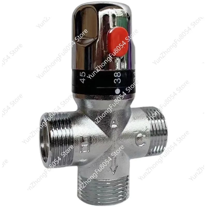 

All-copper Solar Pipeline Thermostatic Valve, Water Heater Hot and Cold Mixed Water Valve 38 Degrees Temperature Control