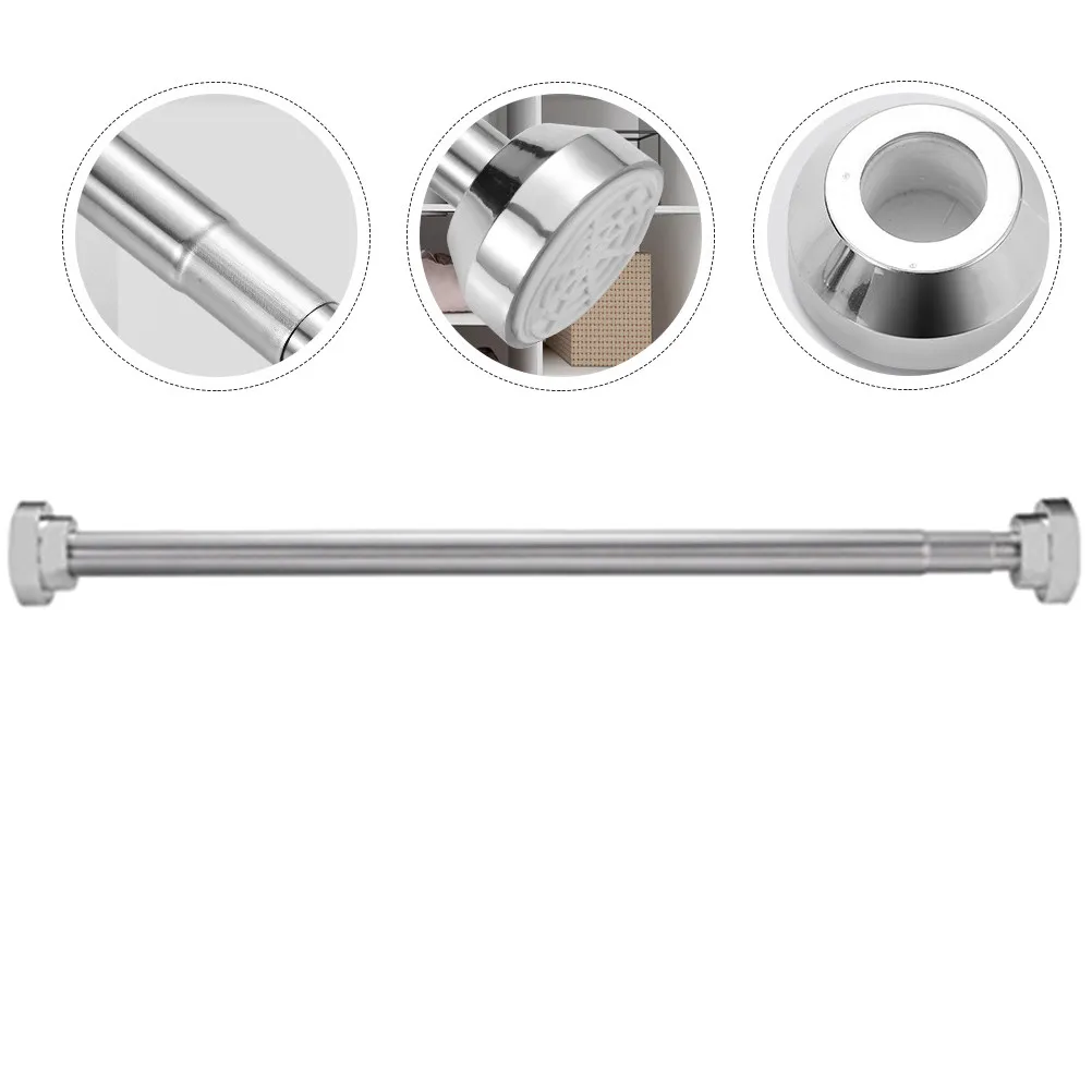 

Telescopic Curtain Rod 65-100Cm Adjustable No Drill Tension Pole for Shower Door Clothes Drying Wardrobe Rail Home Bathroom