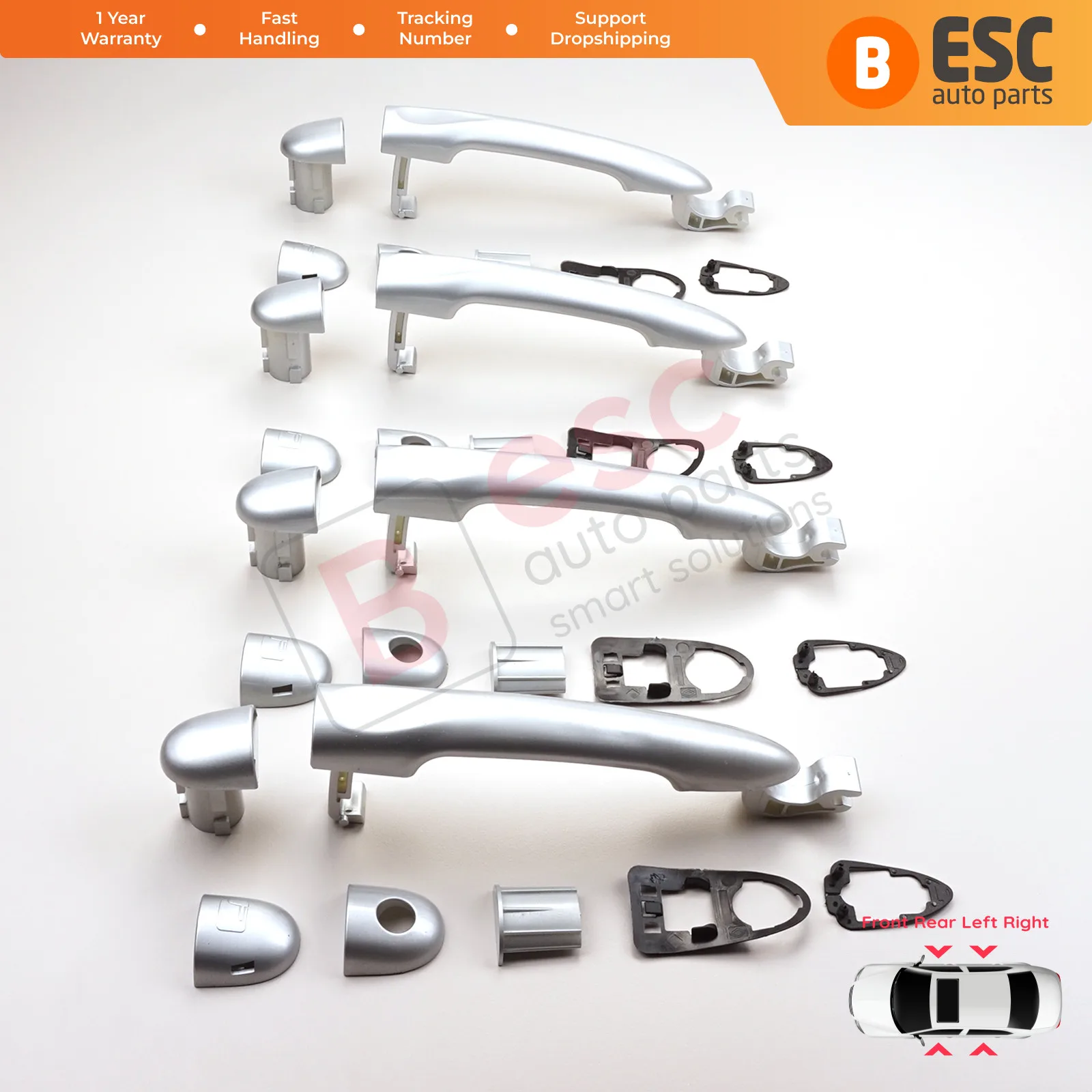 EDP1169-1 4 Pieces Exterior Door Handle Chrome Color Plastic  806B02596R For Renault Fluence Megane 3 Clio 4 Scenic 3 Captur 1