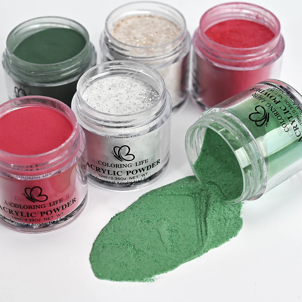 6 Boxes Christmas Green Red Gold Glitter Nail Crystal Powder 0.35 Oz Holographic Nail Powder For Acrylic Nail Extensions Carving