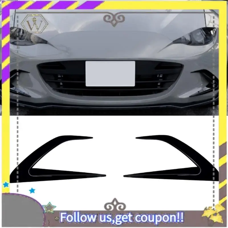 

L38A-Car Front Bumper Splitter Spoiler Fog Lamp Spoiler Cover Trim For Mazda Miata MX-5 ND 2016+ Glossy Black