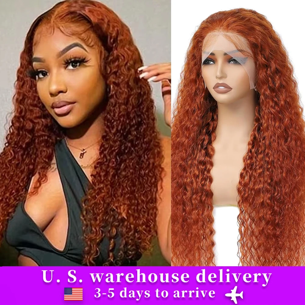 350# Orange Ginger Glueless Deep Wave Wig HD Lace Front Wigs Human Hair 13x4 Curly Lace Frontal Wigs For Black Women