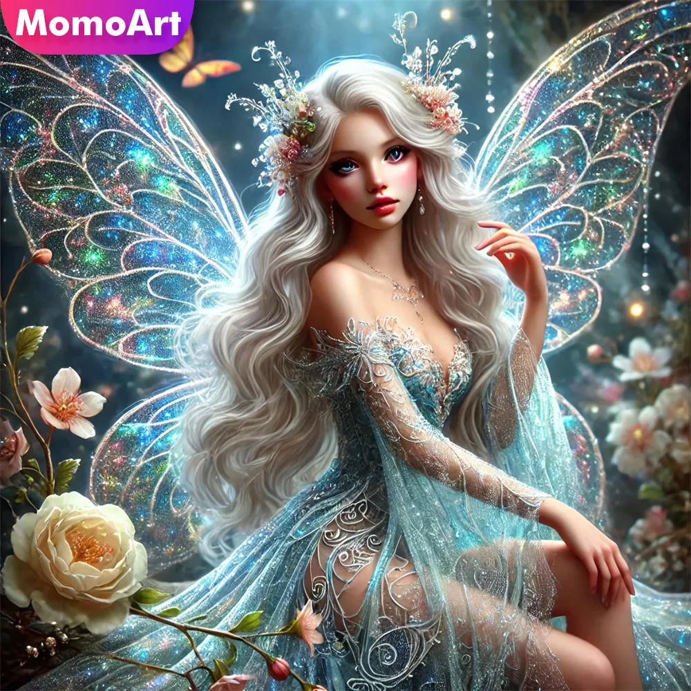 

Momoart Алмазная вышивка женщина портрет живопись девушка DIY эльф Алмазная мозаика цветок картина стразы ручная работа хобби