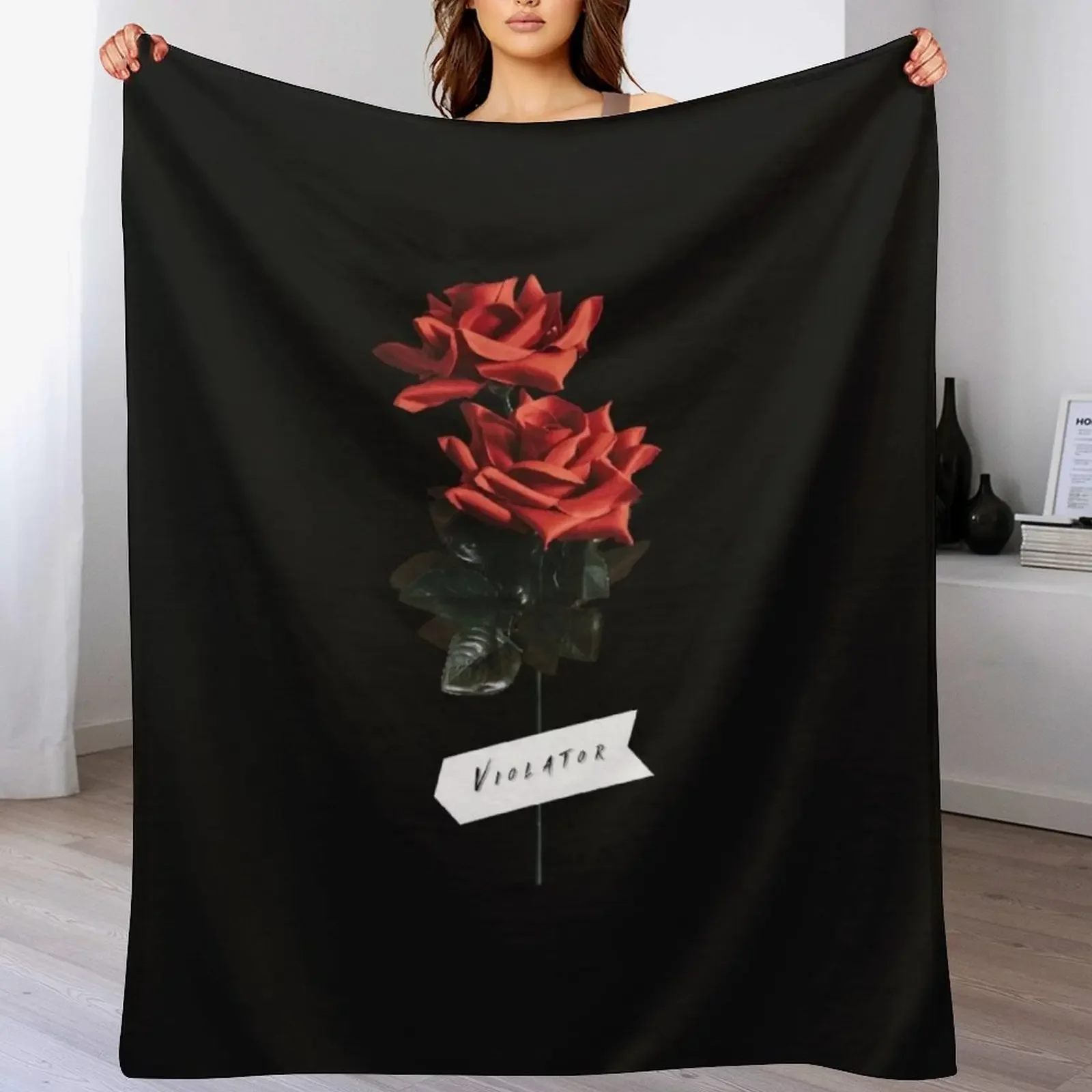 

dm, violator aesthetic rose design Throw Blanket Shaggy Furry Soft Blanket for Bedroom Living Room